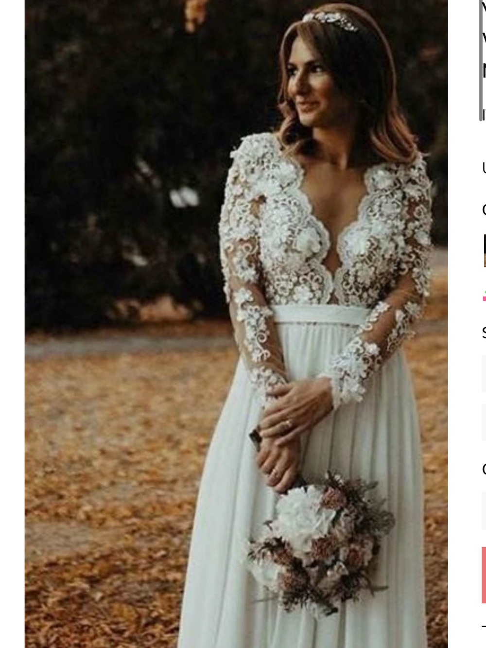 Vintage Country A-Line Boho Lace Sleeved Summer Wedding Dress
